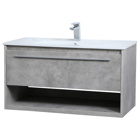 Elegant Decor 36 Inch Single Bathroom Floating Vanity In Concrete Grey VF43036CG